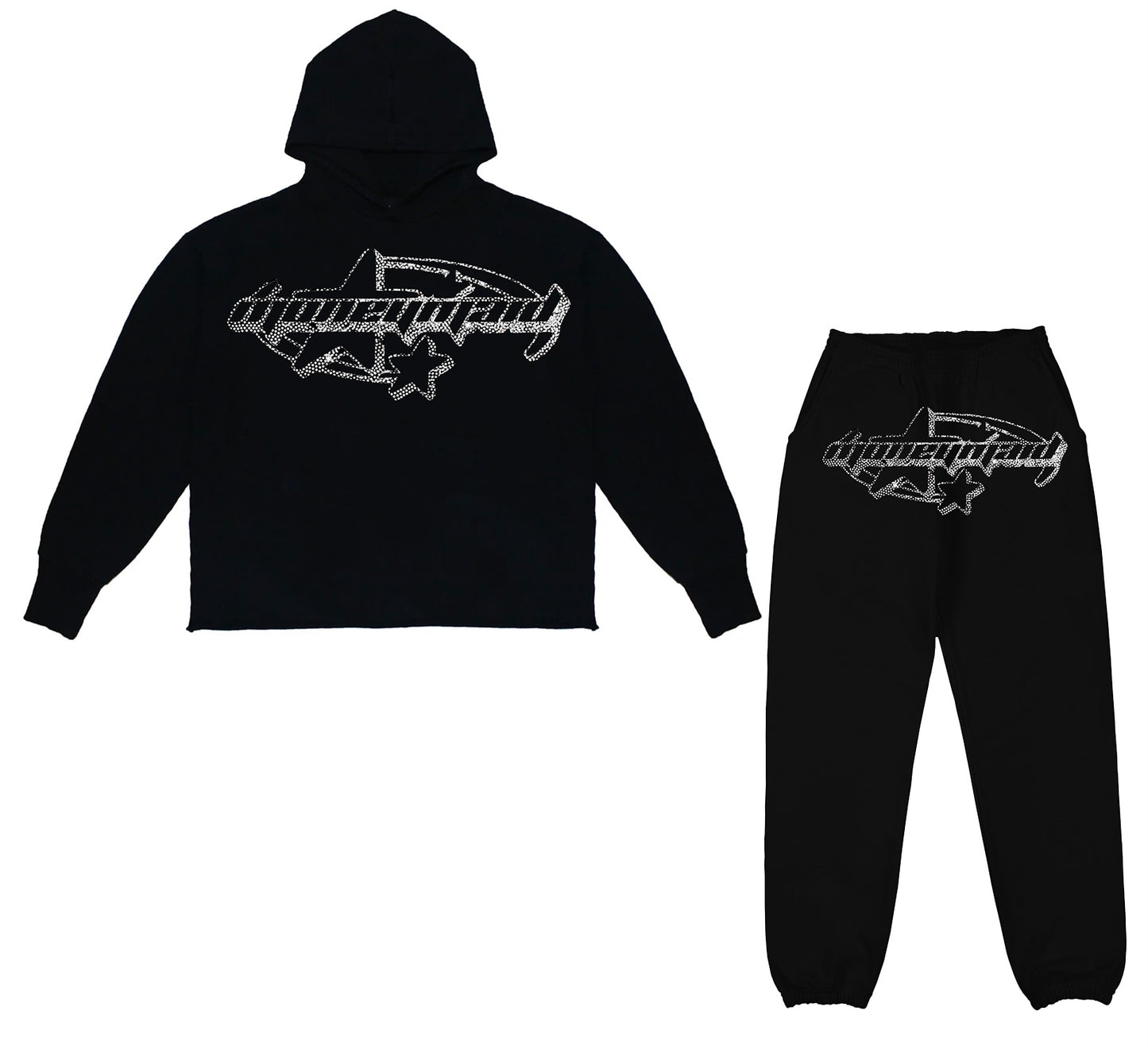 Black Rhinestone Sweat Suit