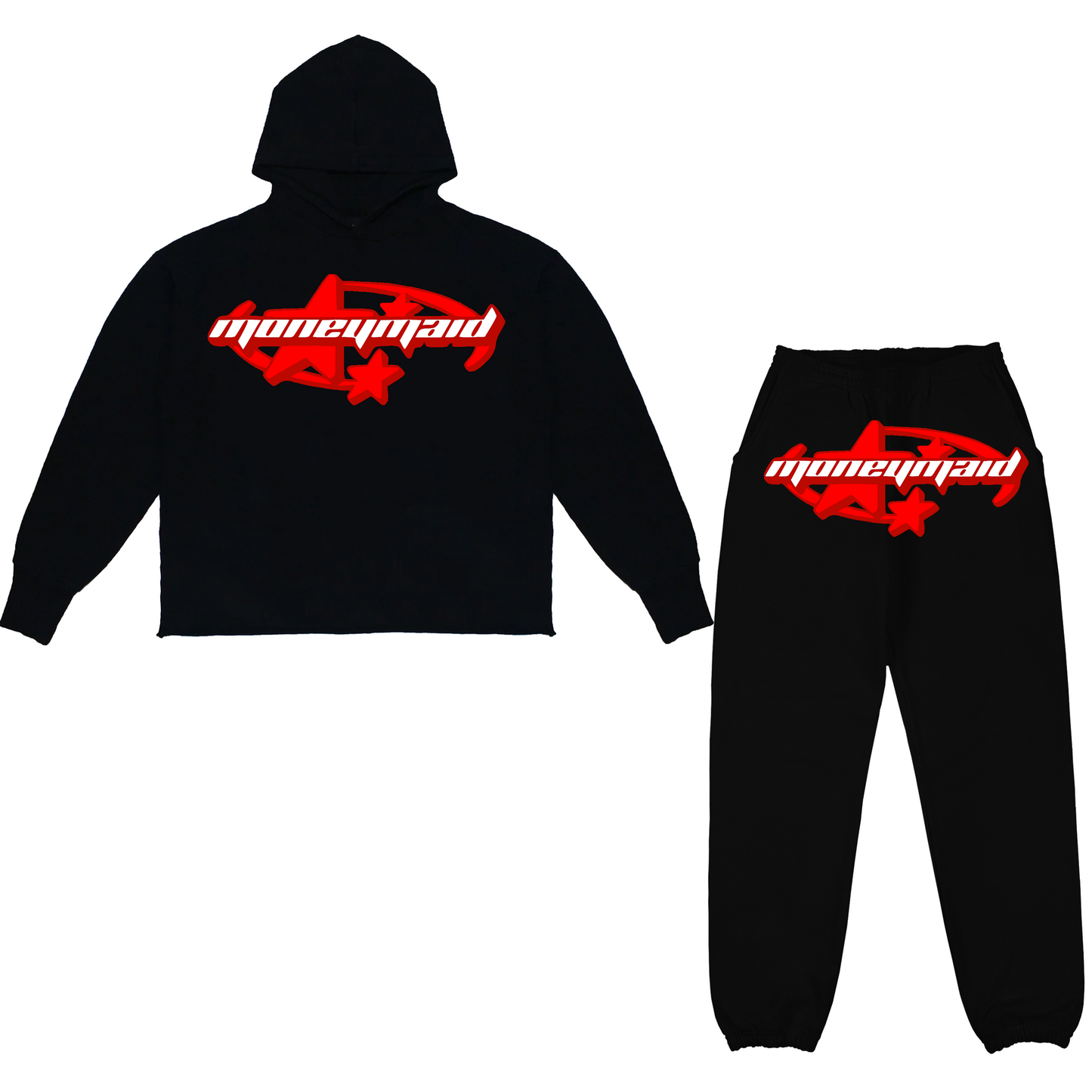 Black/Red Star Sweat Suit