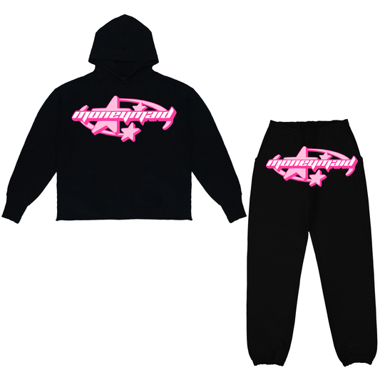 Black/Pink Star Sweat Suit